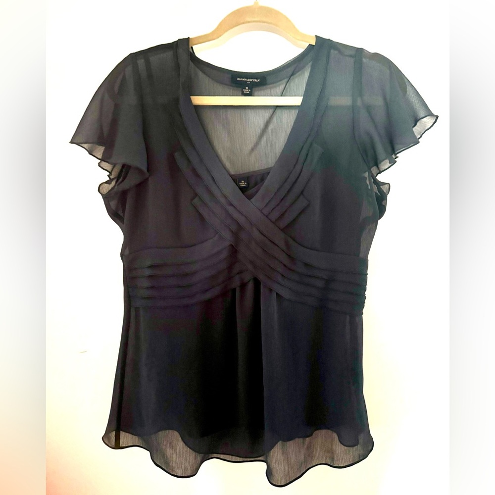 Banana Republic navy blue blouse.